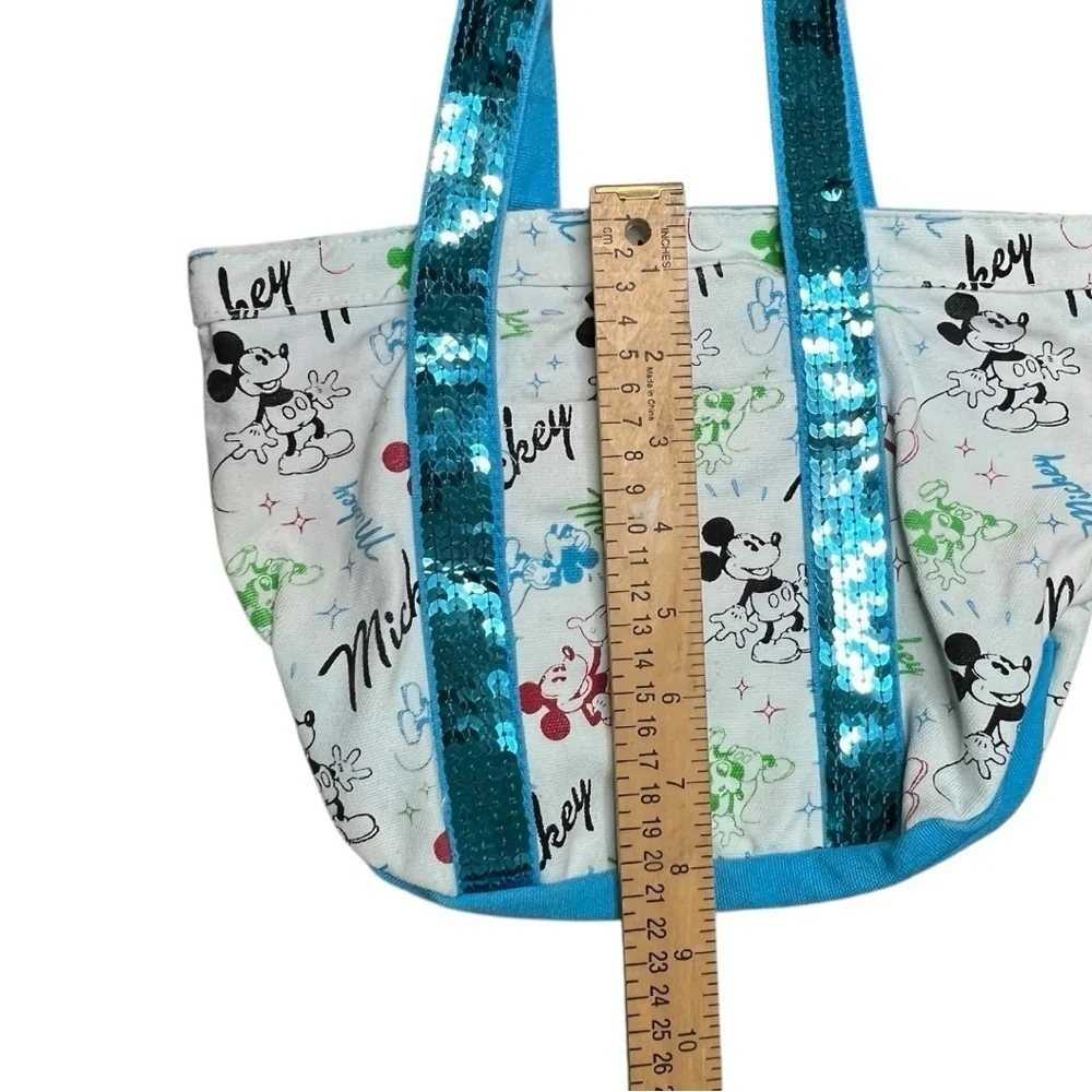 Disney Store Mickey Mouse Blue/White Canvas Bucket Tote Bag.